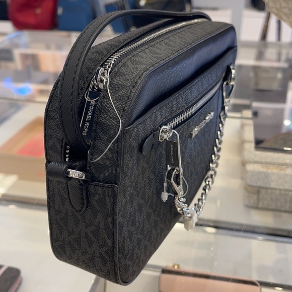 Michael Kors Jet Set Item Large East West Zip Chain MK Signature Crossbody Bag - Picture 2 of 16